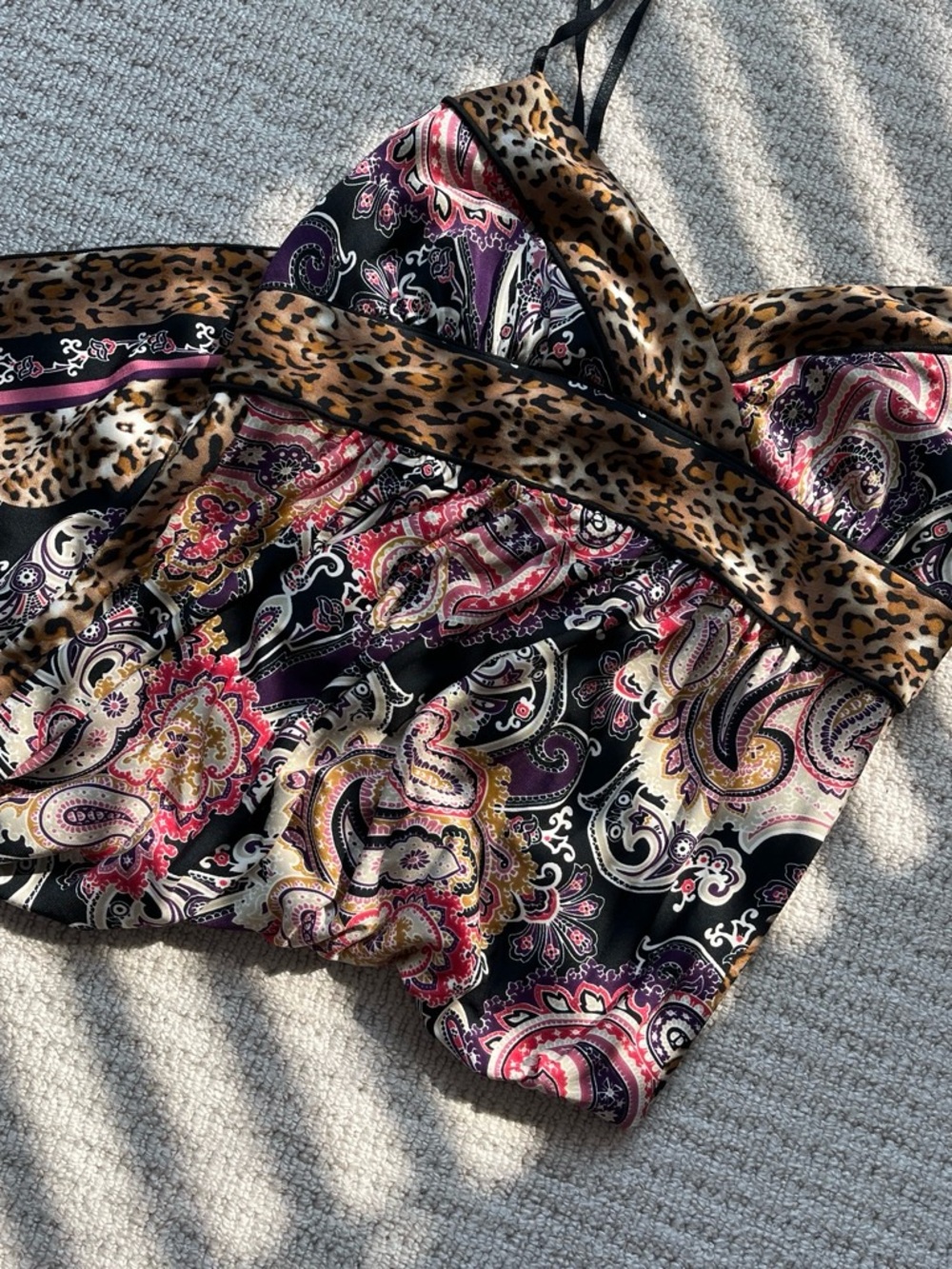 Y2K Ruby Rox boho paisley leopard mini dress